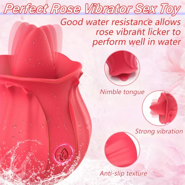 vibrating rosebud clitoral stimulator for nimble anti-slip texture