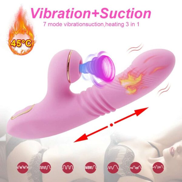rechargeable rabbit vibrator 7 mode with heading 3 in 1