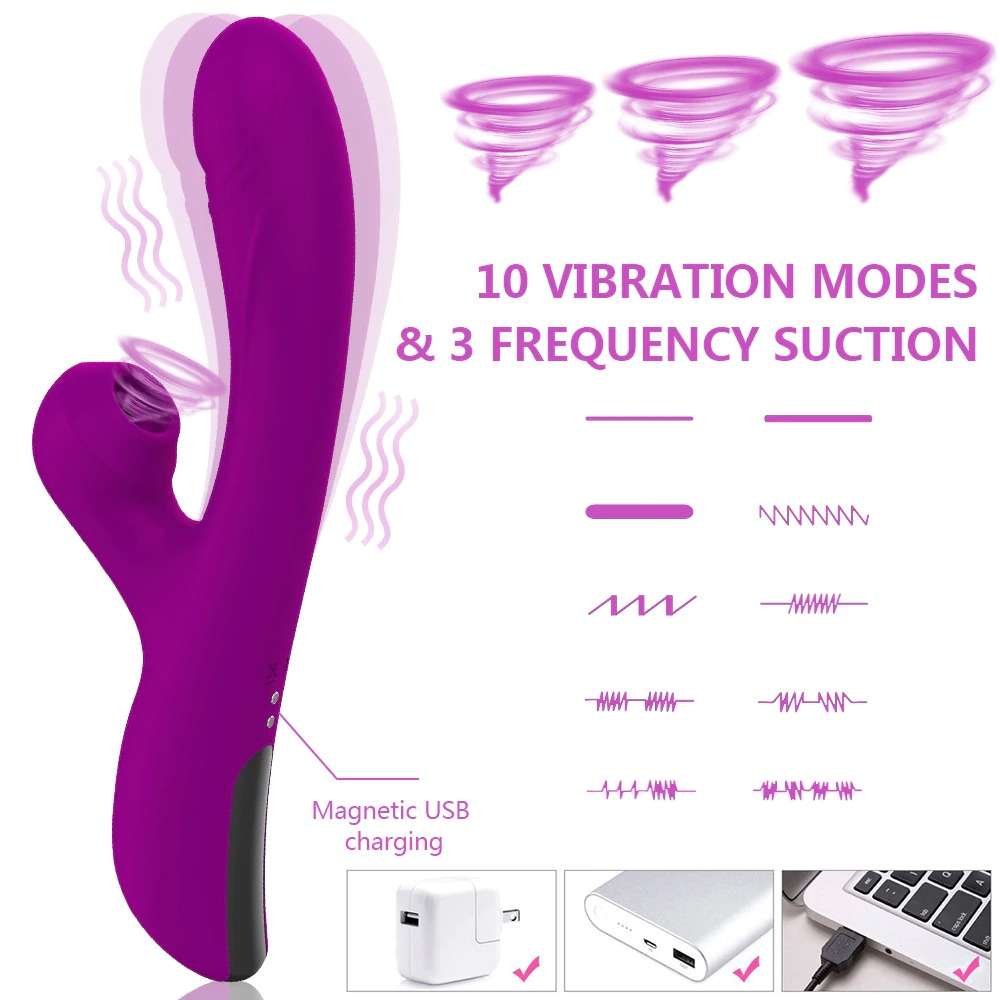 waterproof rabbit vibrator 10 vibration modes 3 suction