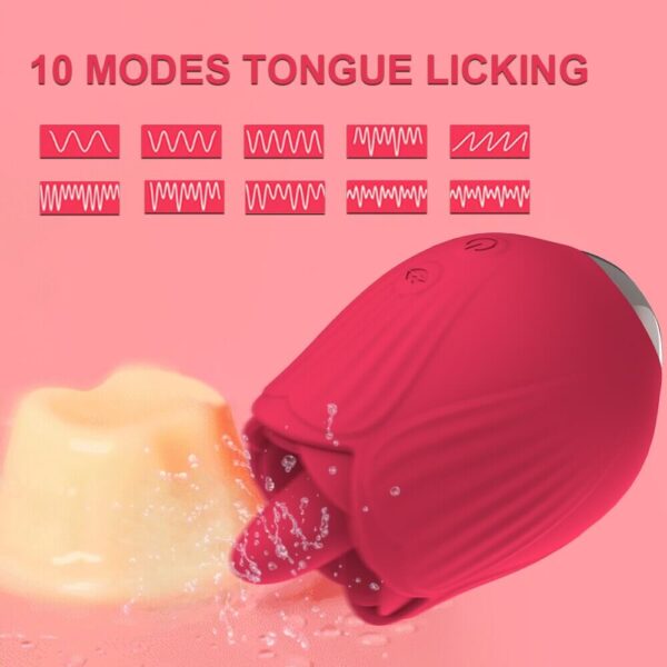 Rose Toy Vibrator for Women with Tongue Licking 10 modes