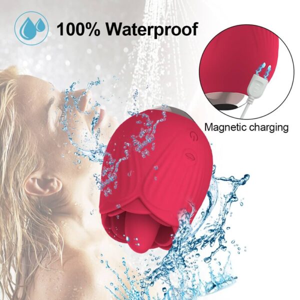 Rose Toy Vibrator for Women with Tongue Licking 100% waterproof