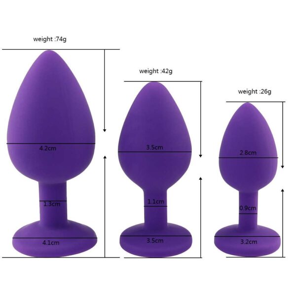 Soft Silicone Anal Butt Plug Massager blue color and product size