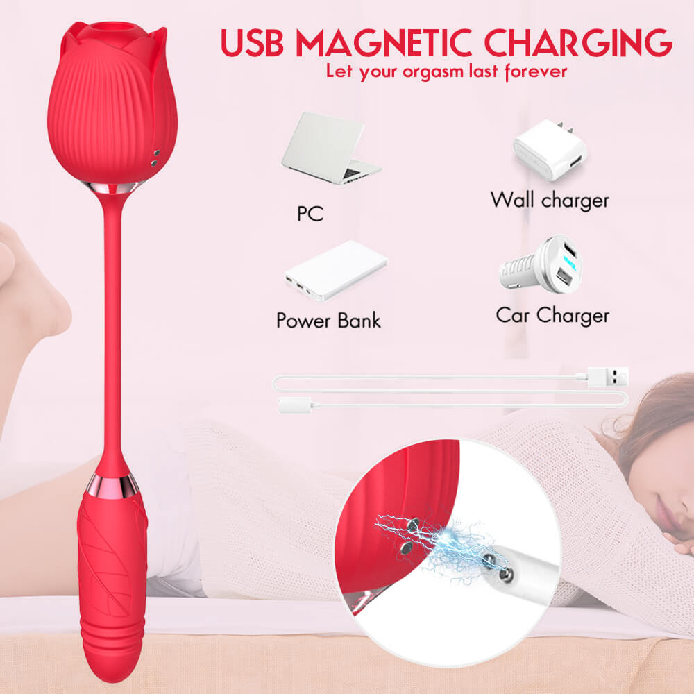rose dildo for women USB magnetic charging