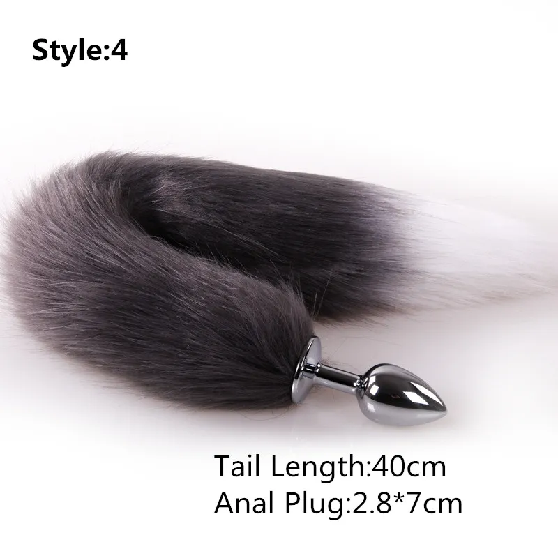 Erotic Real Soft Fox Fur Anal Butt Plug Tail Accessories With Stainless Steel Anus Plugs For Women Animal Cosplay Sex Games-9