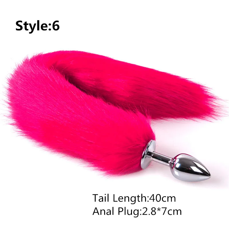 Erotic Real Soft Fox Fur Anal Butt Plug Tail Accessories With Stainless Steel Anus Plugs For Women Animal Cosplay Sex Games-11