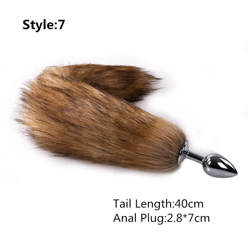 Erotic Real Soft Fox Fur Anal Butt Plug Tail Accessories With Stainless Steel Anus Plugs For Women Animal Cosplay Sex Games-12