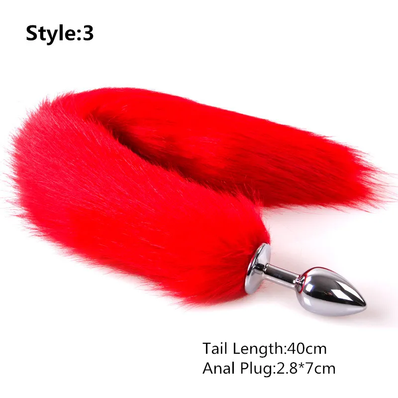 Erotic Real Soft Fox Fur Anal Butt Plug Tail Accessories With Stainless Steel Anus Plugs For Women Animal Cosplay Sex Games-8