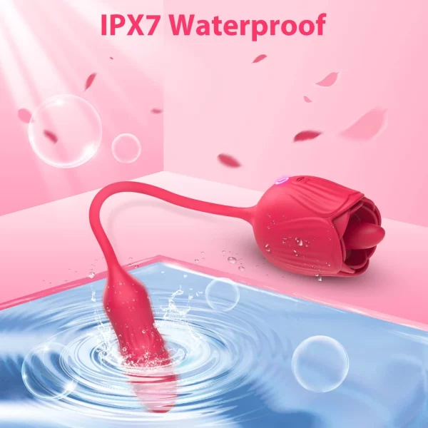 Rose Licker Vibrator with G-Spot Dildo IPx7 waterproof