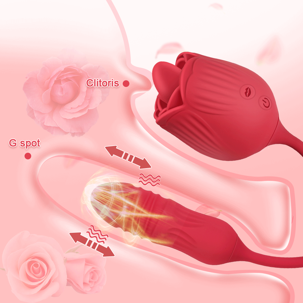 Rose Licker Vibrator with G-Spot Dildo clitoris G spot