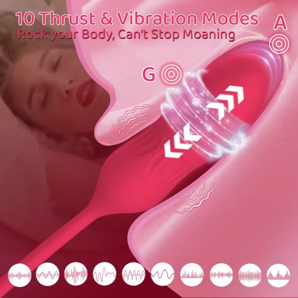Rose Licker Vibrator with G-Spot Dildo thrust and vibration modes
