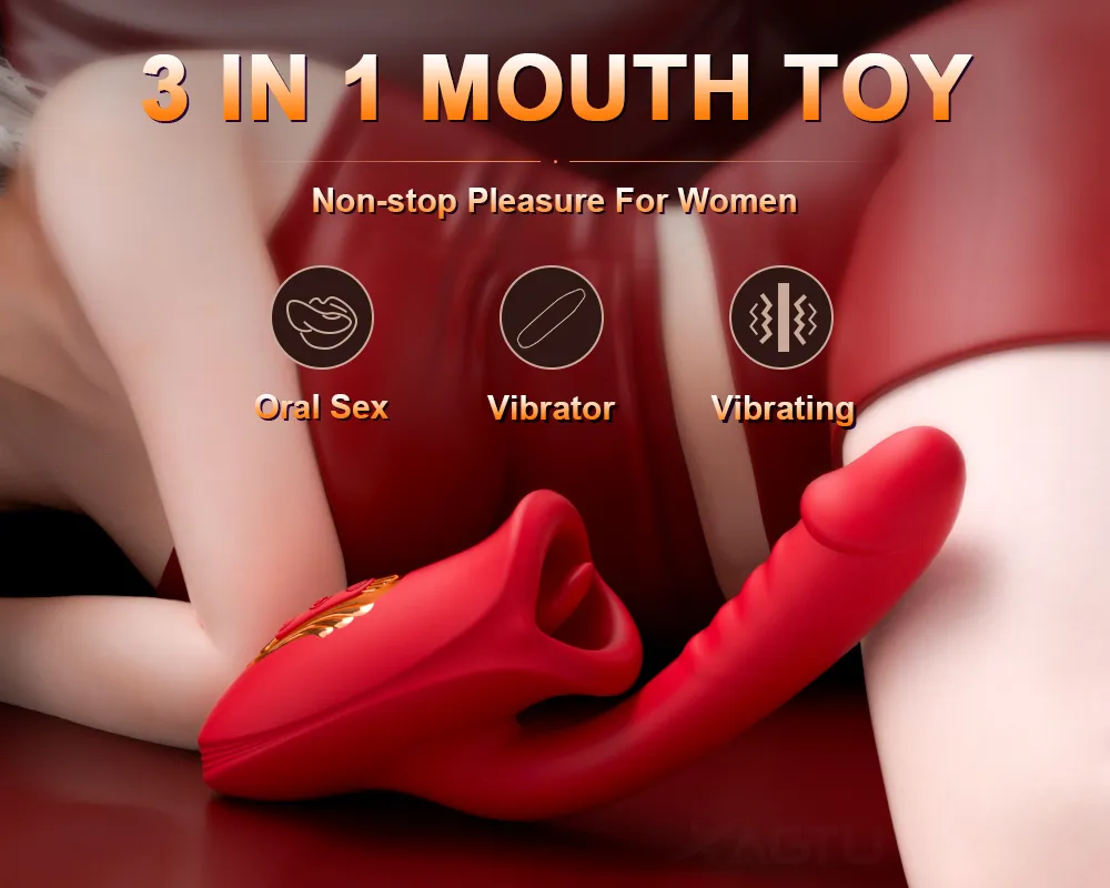 G Spot Tongue Dildo Vibrator | Vibrator with Licking 2 IN 1 for  Clitoris Stimulator Oral Medical Silicone-6