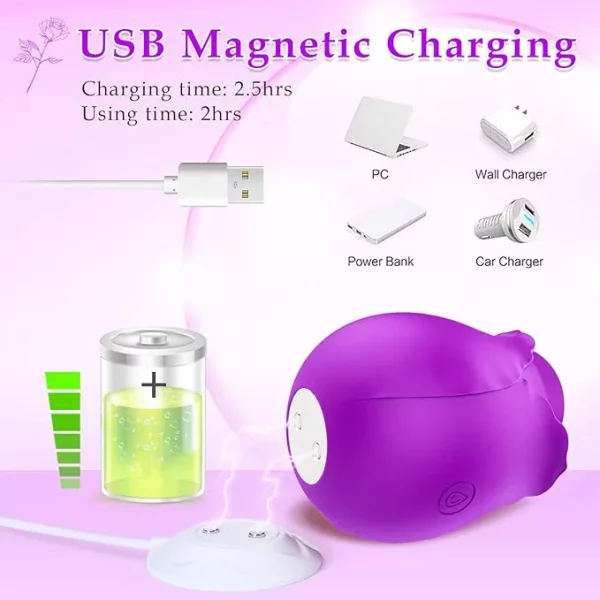 purple rose sex toy usb magnetic charging