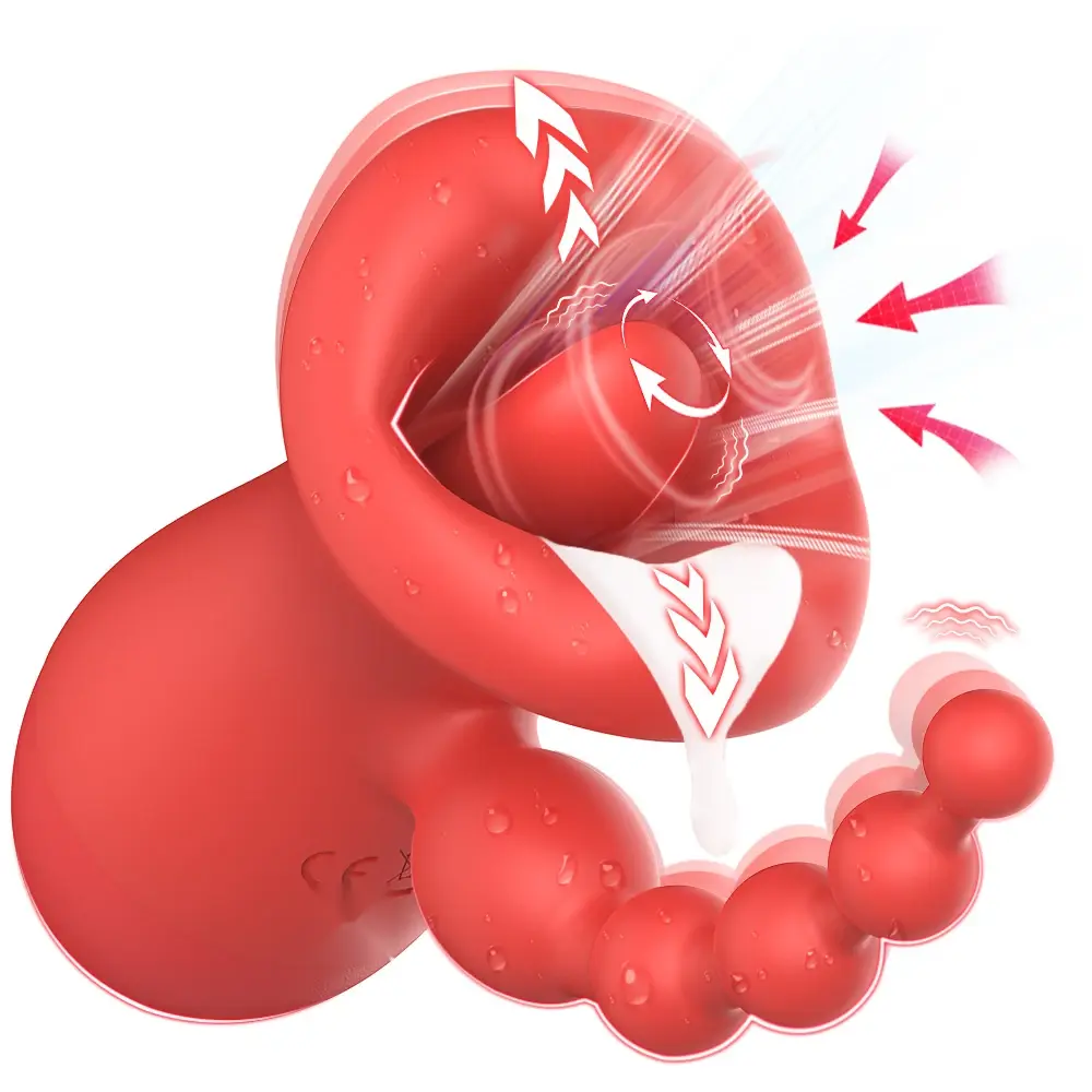 juguete sexual succionador de clitoris con diseño de rosa para mujeres